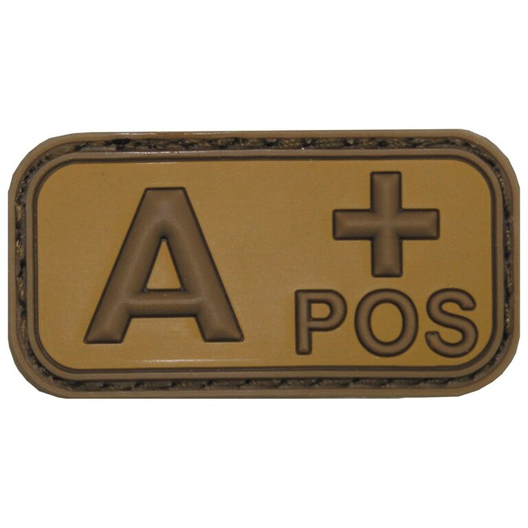 Klettabzeichen, Blutgruppe "A POS", 3D div.Farben