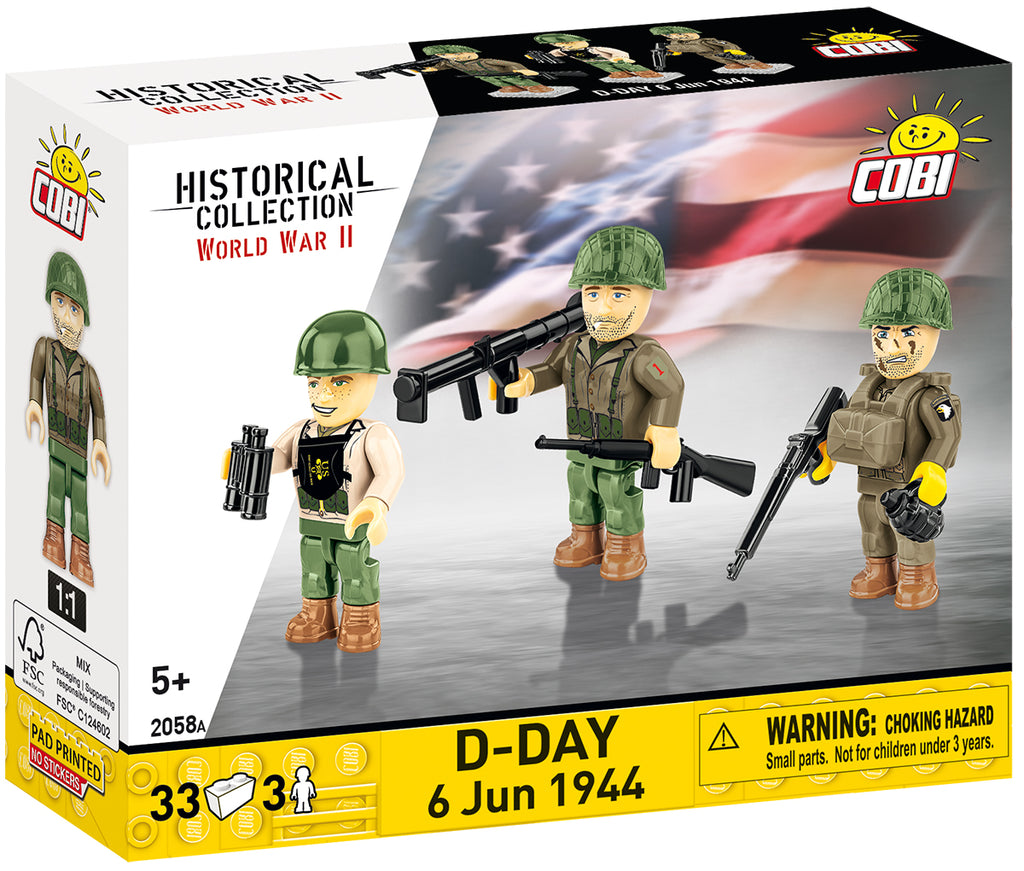 Cobi HISTORICAL COLLECTION WWII - Figures & Accessories 3 Pack D-DAY 6 June 1944