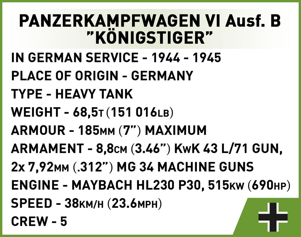 Cobi HISTORICAL COLLECTION WWII - Panzer VI Ausf.B Königstiger