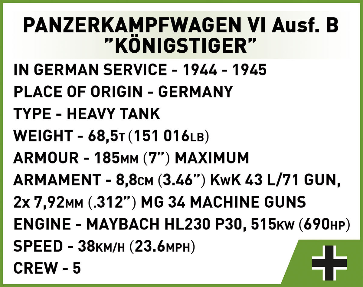 Cobi HISTORICAL COLLECTION WWII - Panzer VI Ausf.B Königstiger