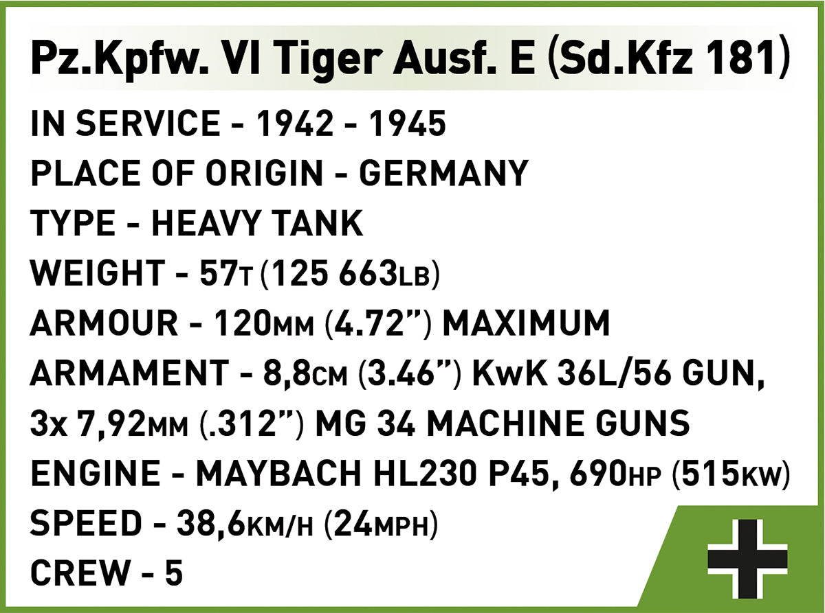 Cobi HISTORICAL COLLECTION WWII - Pz.Kpfw.VI Tiger Ausf.E