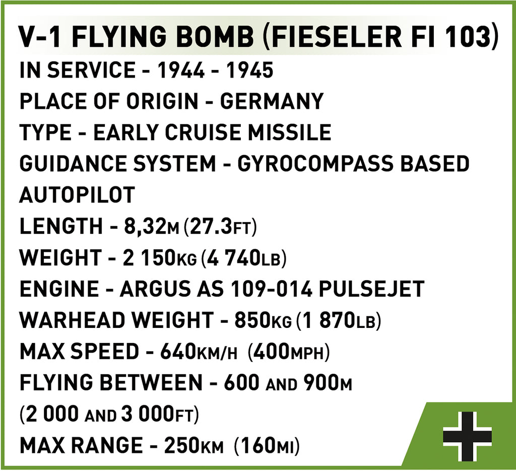 Cobi HISTORICAL COLLECTION WWII - V1 Flying Bomb