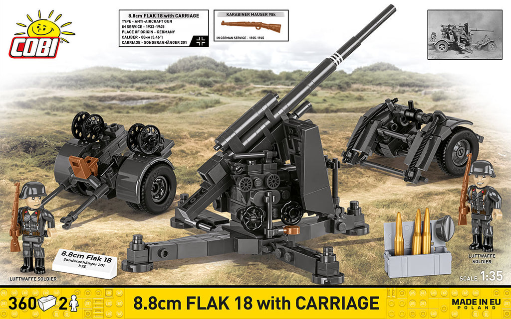 Cobi HISTORICAL COLLECTION WWII - 8.8Cm Flak With Carriage