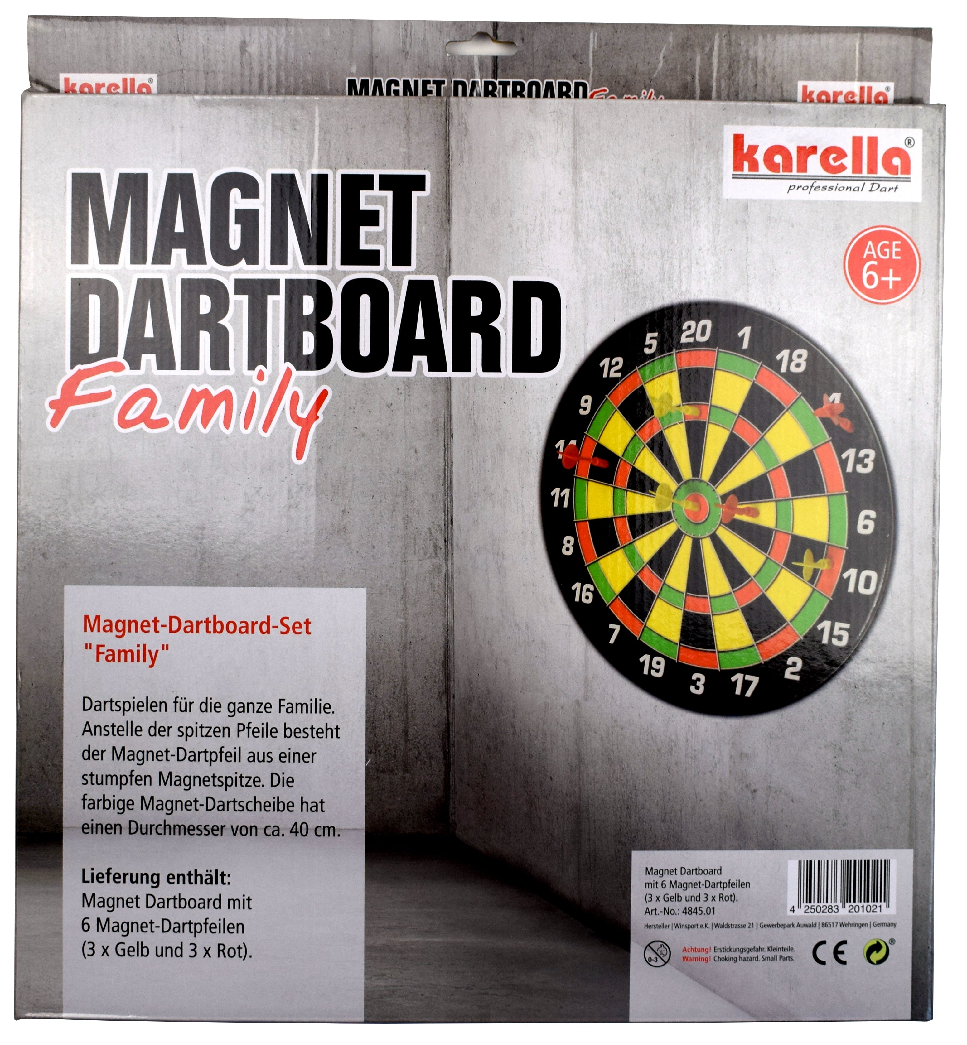 Karella Dartboard Magnet 40 cm Modell Family inkl. 6 Magnetdarts