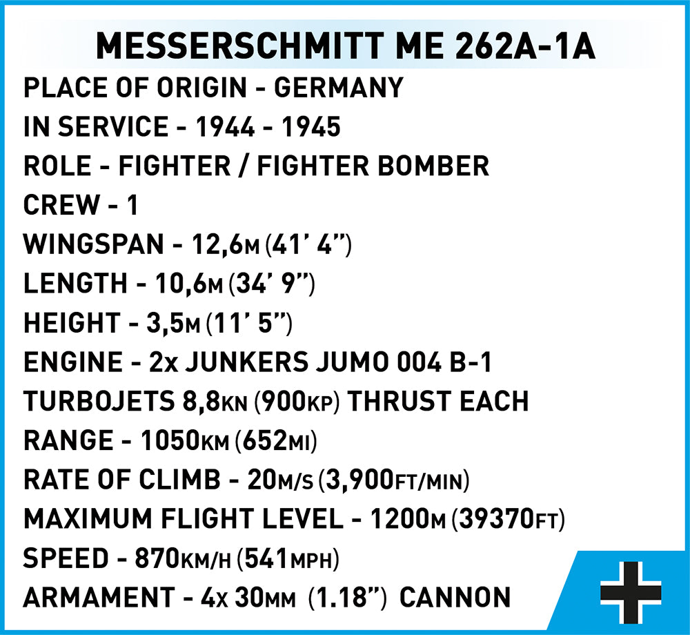 Cobi HISTORICAL COLLECTION WWII - Messerschmitt Me 262A 1A