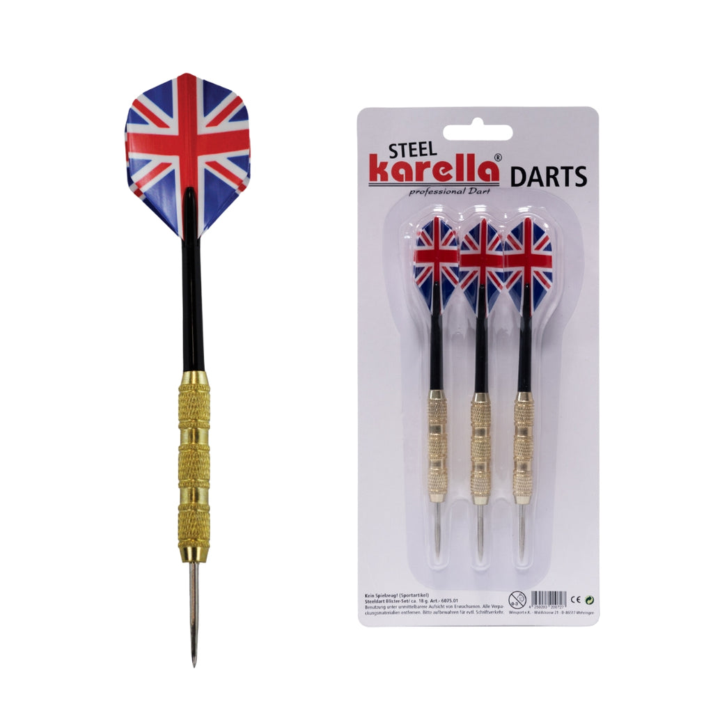 Karella Steeldart Blister-Set 18 g – Einsteiger-Set mit Messing-Barrel