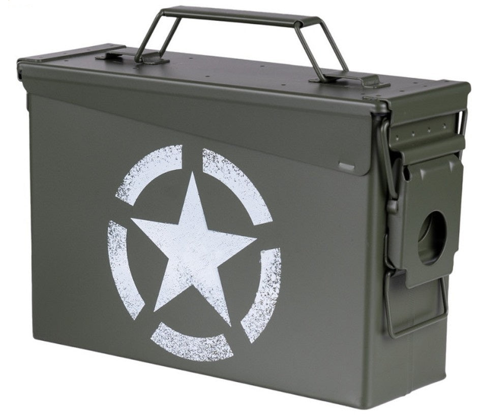 Munitionskiste Kal. 30 mm – US-Army-Stern, Stahl