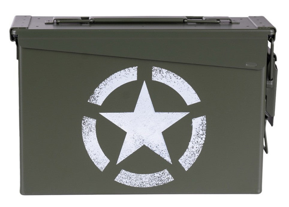 Munitionskiste Kal. 30 mm – US-Army-Stern, Stahl
