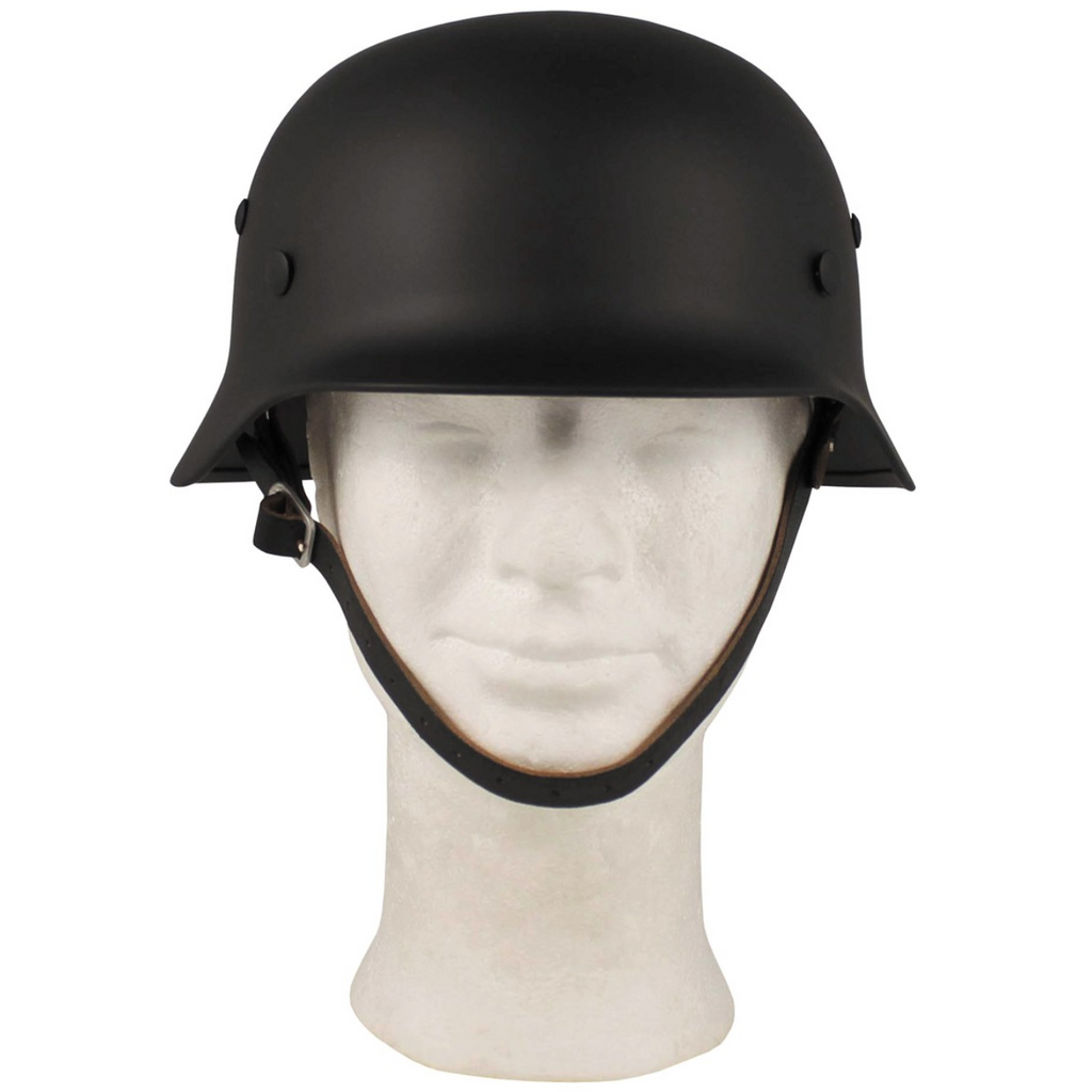 Stahlhelm WW II, Schwarz mit Leder-Innenteil
